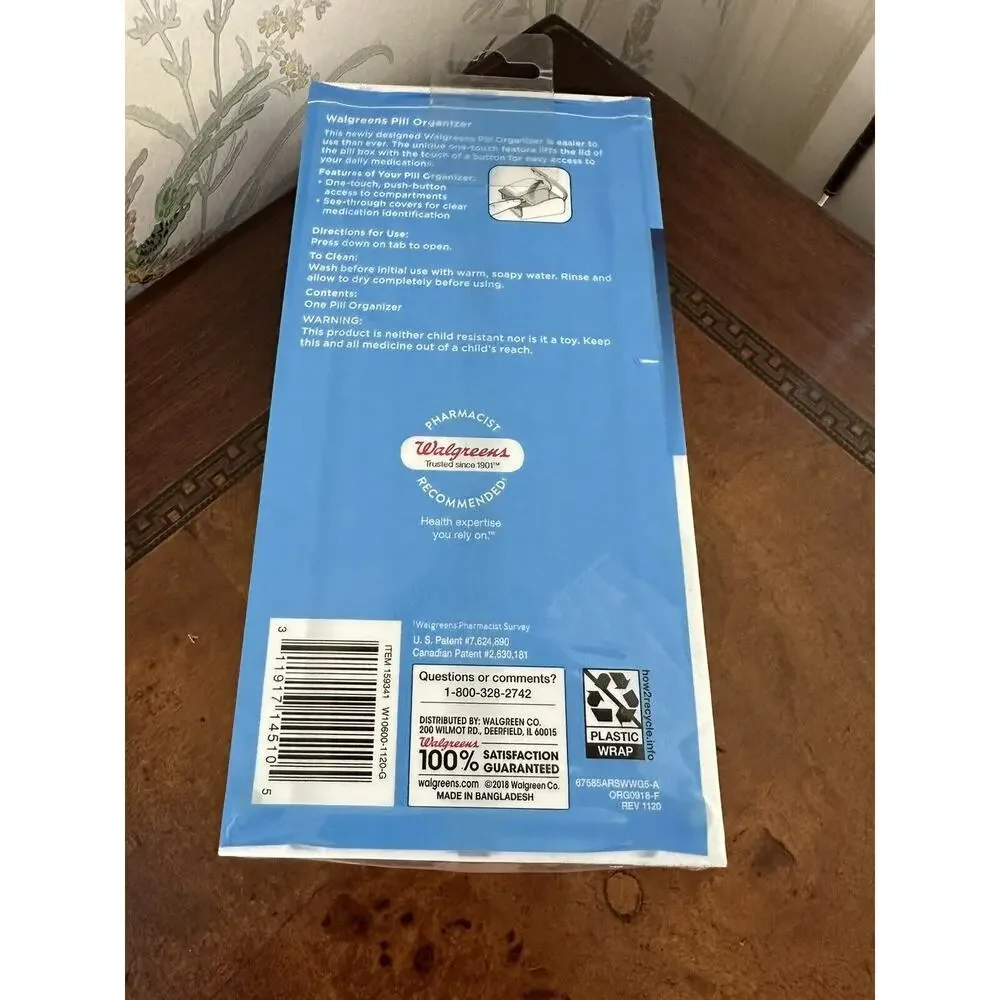 Walgreens Pill Organizer - Large 7 Day, 2 times a day - NEW. 14 Compartments